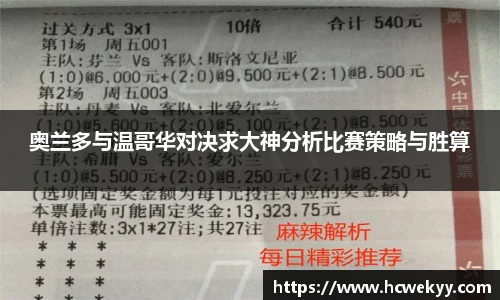 奥兰多与温哥华对决求大神分析比赛策略与胜算